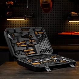 Denzel Набор инструментов, 1/2", 1/4", CrV, S2, пластиковый кейс, 64 предмета 15801