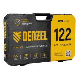 Denzel Набор инструментов, 1/2", 1/4", CrV, S2, пластиковый кейс, 122 предмета 15804