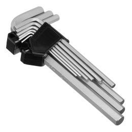 Сибртех Набор ключей имбусовых, HEX, 2-12 мм, CrV, 9 шт., удлиненные 123697