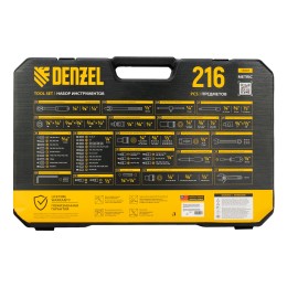 Denzel Набор инструментов, 1/2", 1/4", 3/8", CrV, S2, пластиковый кейс, 216 предметов 15807