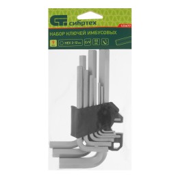 Сибртех Набор ключей имбусовых, HEX, 2-12 мм, CrV, 9 шт. 123677