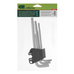 Сибртех Набор ключей имбусовых, HEX, 1,5-10 мм, CrV, 9 шт., удлиненные, с шаром 123647