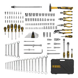 Denzel Набор инструментов, 1/2", 1/4", 3/8", CrV, S2, пластиковый кейс, 144 предмета 15805