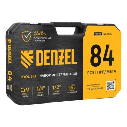 Denzel Набор инструментов, 1/2", 1/4", CrV, S2, пластиковый кейс, 84 предмета 15802