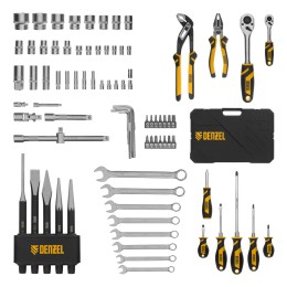 Denzel Набор инструментов, 1/2", 1/4", CrV, S2, пластиковый кейс, 84 предмета 15802