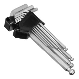 Сибртех Набор ключей имбусовых, HEX, 1,5-10 мм, CrV, 9 шт., удлиненные, с шаром 123647