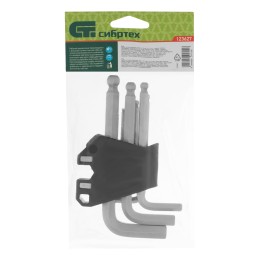 Сибртех Набор ключей имбусовых, HEX, 1,5-10 мм, CrV, 9 шт., с шаром 123627