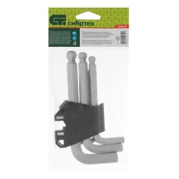 Сибртех Набор ключей имбусовых, HEX, 2-12 мм, CrV, 9 шт., с шаром 123637