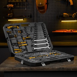 Denzel Набор инструментов, 1/2", 1/4", CrV, S2, пластиковый кейс, 122 предмета 15804