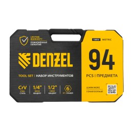 Denzel Набор инструментов, 1/2", 1/4", CrV, S2, пластиковый кейс, 94 предмета 15813