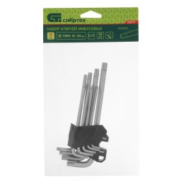 Сибртех Набор ключей имбусовых Torx-Tempered, TT10-50, CrV, 9 шт., удлиненные 123717