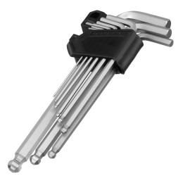 Сибртех Набор ключей имбусовых, HEX, 1,5-10 мм, CrV, 9 шт., удлиненные, с шаром 123647