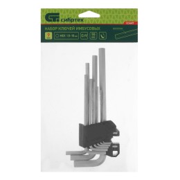 Сибртех Набор ключей имбусовых, HEX, 1,5-10 мм, CrV, 9 шт., удлиненные 123687