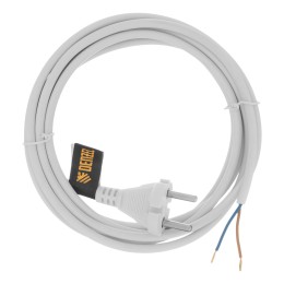 Denzel Шнур сетевой Energy Series, ПВС, 3 м, 2 x 1 мм, с неразборной вилкой, белый 37664