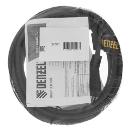 Denzel Шнур сетевой Energy Series, ПВС, 3 м, 2 x 1 мм, с неразборной вилкой, черный 37665
