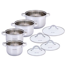 Kamille Набор кастрюль 8 предметов из нержавеющей стали KM-5636S (2,1 л; 2,9 л; 3,9 л; 6,5 л)