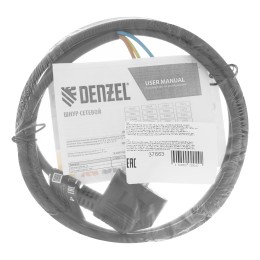 Denzel Шнур сетевой Energy Series, ПВС, 1,5 м, 3 x 1 мм, с неразборной вилкой, черный 37663
