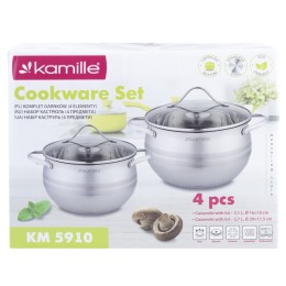 Kamille Набор кастрюль 4 предмета из нержавеющей стали KM-5910 (2,1 л; 3,7 л.)