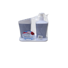 РОССПЛАСТ Дозатор д/жидкого мыла + Держатель д/зубных щеток НВК-900 ГОЛУБОВАТО СЕРЫЙ/БЕЛЫЙ