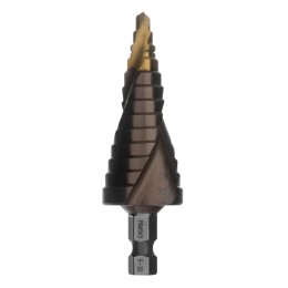 Denzel Сверло ступенчатое, 6-8-10-12-14-16-18-20-22-24-26-28-30мм, Р6М5К5, 6-гр. хвостовик 723614