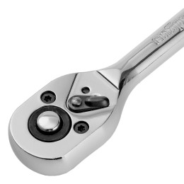 Сибртех Ключ-трещотка 1/4", 45 зубьев, цельнометаллический, с быстрым сбросом, CrV, хром 14014