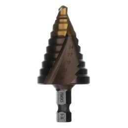 Denzel Сверло ступенчатое, 9-12-15-18-21-24-27-30-33-36 мм, Р6М5К5, 6-гр. хвостовик 723615