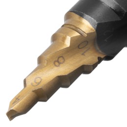 Denzel Сверло ступенчатое 4-6-8-10-12-14-16-18-20 мм, Р6М5, 6-гр. хвостовик 723603