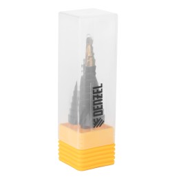 Denzel Сверло ступенчатое, 6-8-10-12-14-16-18-20-22-24-26-28-30мм, Р6М5, 6-гр. хвостовик 723604