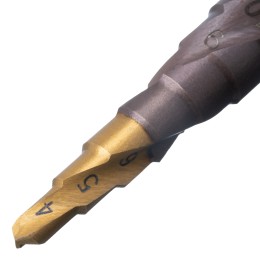 Denzel Сверло ступенчатое 4-5-6-7-8-9-10-11-12 мм, Р6М5К5, 6-гр. хвостовик 723612