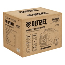 Denzel Генератор инверторный GS-3000iS, 3,0 кВт, 230 В, закрытый корпус, ручной старт 94716