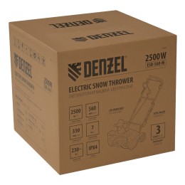 Denzel Электрическая снегоуборочная машина ESB-560-M, 2,5 кВт, металлический шнек, LED фара 97629