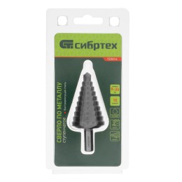 Сибртех Сверло ступенчатое по металлу, 9-12-15-18-21-24-27-30-33-36 мм, 723014