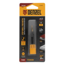 Denzel Сверло ступенчатое 4-5-6-7-8-9-10-11-12 мм, Р6М5, 6-гр. хвостовик 723602
