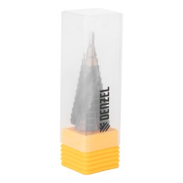 Denzel Сверло ступенчатое, 4-6-8-10-12-14-16-18-20-22-24-26-28-30-32 мм, Р6М5К5, 6-гр. хвостовик 723616