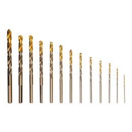 Denzel Набор сверл по металлу, 1,5-6,5мм, Р6М5К8-TiN, Golden Tip, 13 шт 723006