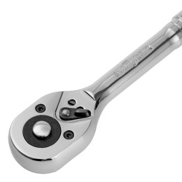 Сибртех Ключ-трещотка 3/8", 45 зубьев, цельнометаллический, с быстрым сбросом, CrV, хром 14018