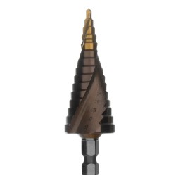 Denzel Сверло ступенчатое, 4-6-8-10-12-14-16-18-20-22-24-26-28-30-32 мм, Р6М5К5, 6-гр. хвостовик 723616