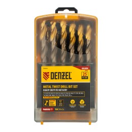 Denzel Набор сверл по металлу, 1-13 мм, Р6М5К8-TiN, Golden Tip, 25 шт 723010