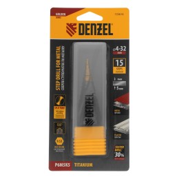 Denzel Сверло ступенчатое, 4-6-8-10-12-14-16-18-20-22-24-26-28-30-32 мм, Р6М5К5, 6-гр. хвостовик 723616