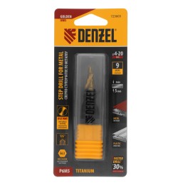 Denzel Сверло ступенчатое 4-6-8-10-12-14-16-18-20 мм, Р6М5, 6-гр. хвостовик 723603