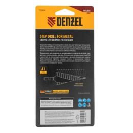 Denzel Сверло ступенчатое, 6-8-10-12-14-16-18-20-22-24-26-28-30мм, Р6М5, 6-гр. хвостовик 723604