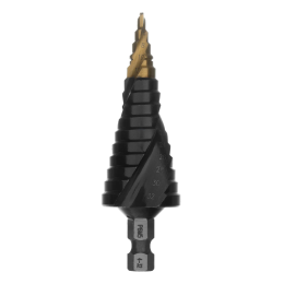 Denzel Сверло ступенчатое, 4-6-8-10-12-14-16-18-20-22-24-26-28-30-32 мм, Р6М5, 6-гр. хвостовик 723606