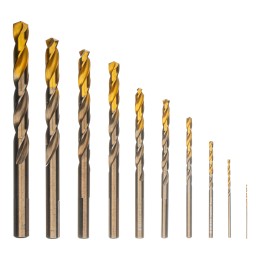 Denzel Набор сверл по металлу, 1-10 мм, Р6М5К8-TiN, Golden Tip, 10 шт 723005