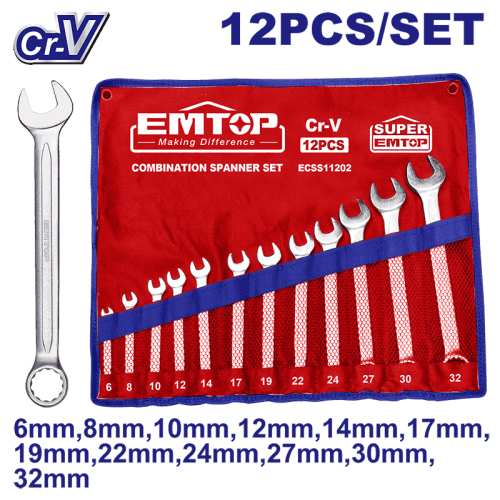 Набор комбинированных гаечных ключей Emtop ECSS11202