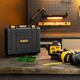 Denzel Лазерный уровень мультипризм. LXI 360-3 Green, 30 м, 520 нм, акк. Li 2800 mAh, резьба 1/4" 35079