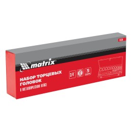 Matrix Набор торцевых головок 3/4", головки 19 х 50 мм, 20 предметов, в метал. боксе 13536
