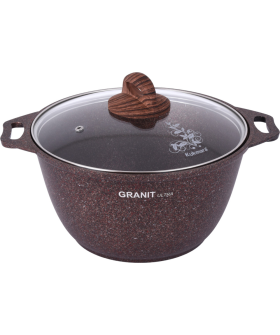KUKMARA Кастрюля 4л со стекл. крышкой, АП линия Granit ultra (Red) кга42а
