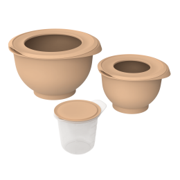 Альт-пласт Набор мисок для взбивания с крышкой и мерным стаканом № 1 КУЛИНАР КАКАО (0,7л+2,1л+ 5,3л) АП 1061