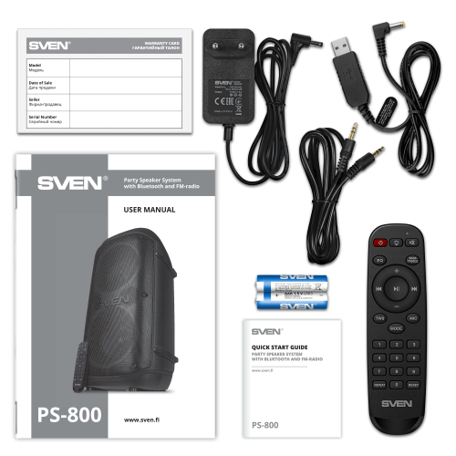 Аудиосистема для вечеринок с Bluetooth, караоке и FM-радио PS-800