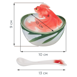 Lefard Икорница с ложечкой ЗОЛОТАЯ РЫБКА 10*10*9 см, 58-141